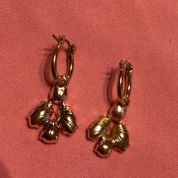 🌹White rhinestone dangling earrings hoop - Picture 3 of 3